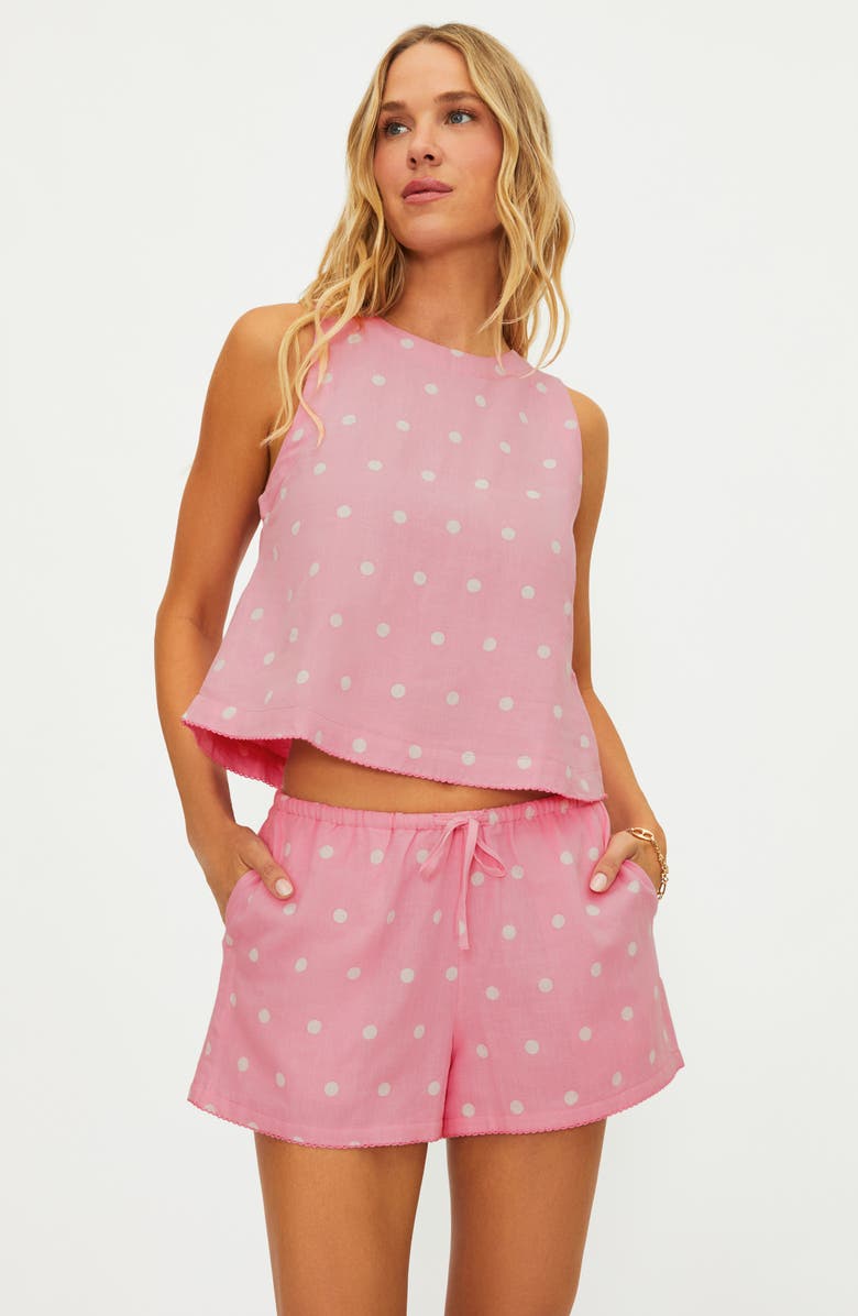 Beach Riot Birkley Polka Dot Cotton & Linen Cover-Up Shorts, Alternate, color, Pink / White Polka Dots