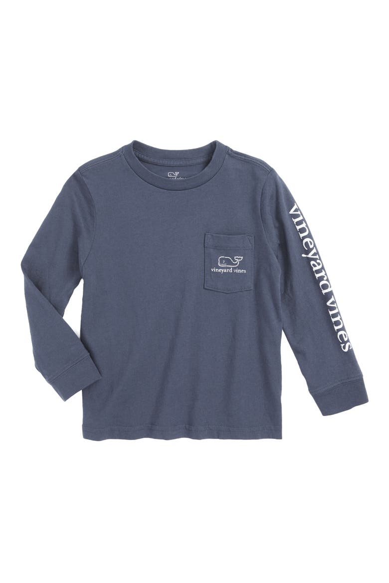 Kids' Whale Logo Pocket Long Sleeve Graphic T-Shirt, Main, color, BLUE BLAZER