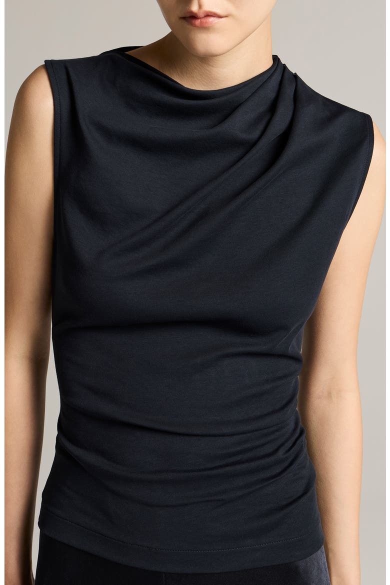 Cowl Neck Sleeveless Pima Cotton Top, Alternate, color, INK