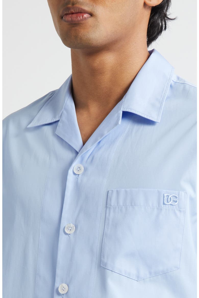 Logo Embroidered Camp Shirt, Alternate, color, B0074 CELESTE SCURO