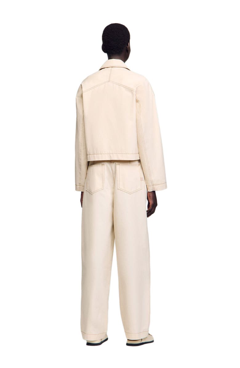 SANDRO Denim lace-up jacket, Alternate, color, 