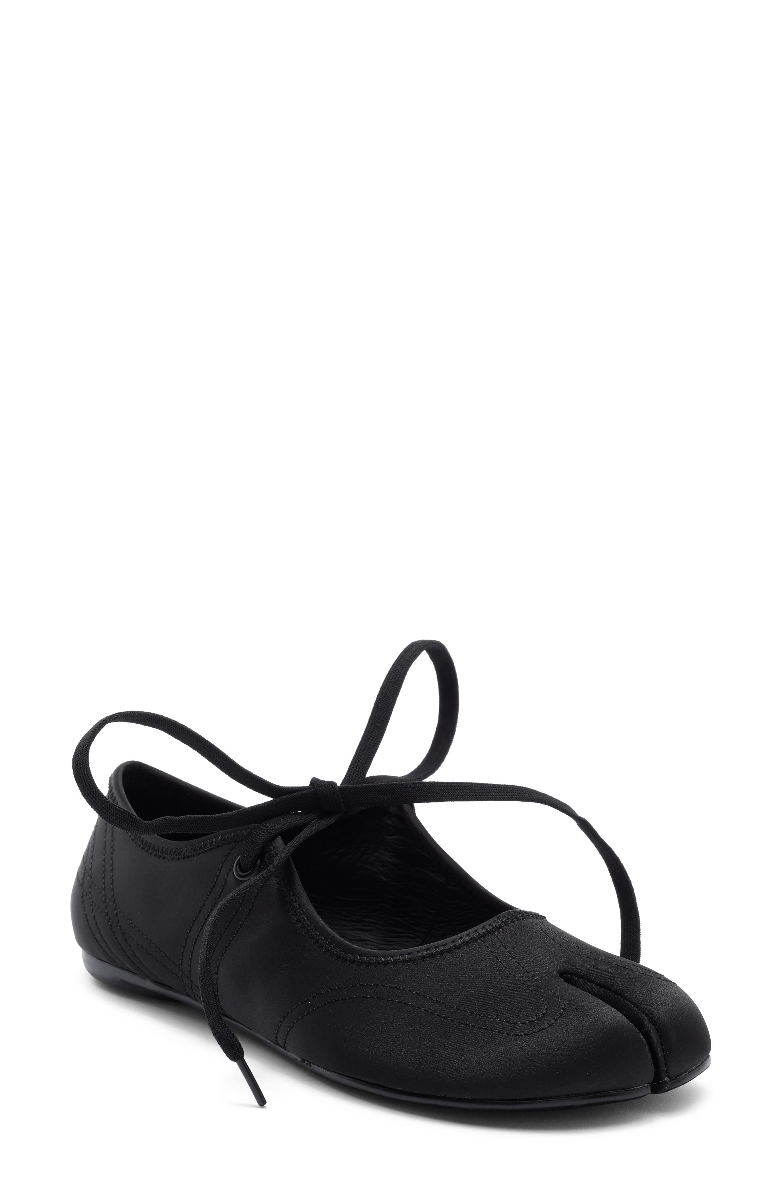 Jeffrey Campbell Saturna Split Toe Mary Jane Flat, Main, color, Black Satin