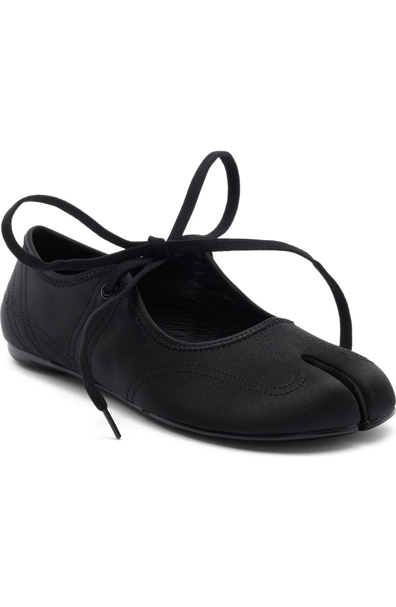 Jeffrey Campbell Saturna Split Toe Mary Jane Flat, Main, color, Black Satin