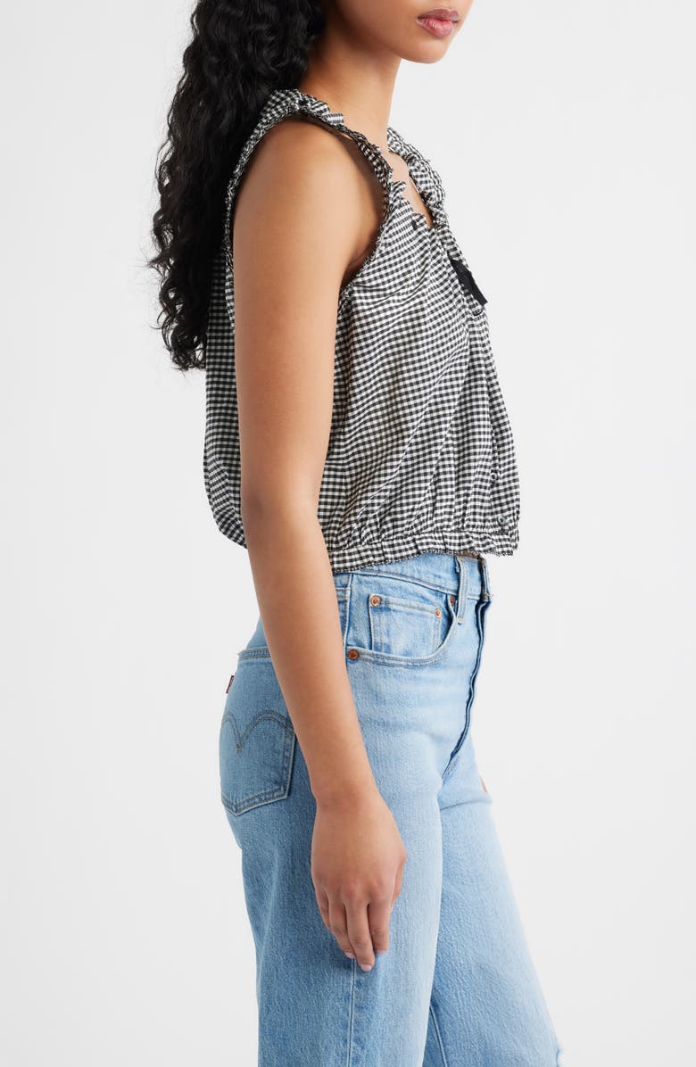 DÔEN Traveler Organic Cotton Gingham Top, Alternate, color, Noir La Maddalena Gingham
