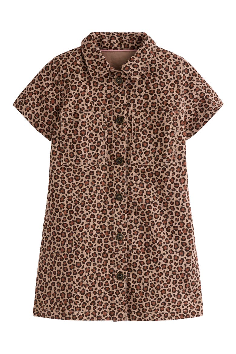 Kids' Leopard Print Denim Shirtdress, Main, color, LEOPARD