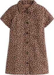 Mini Boden Kids' Leopard Print Denim Shirtdress