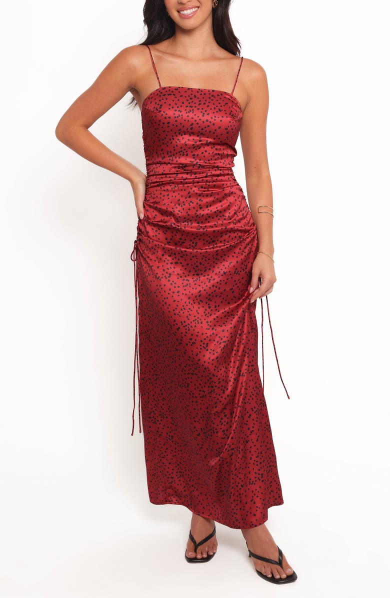 Petal & Pup Enid Satin Body-Con Evening Dress, Main, color, Red