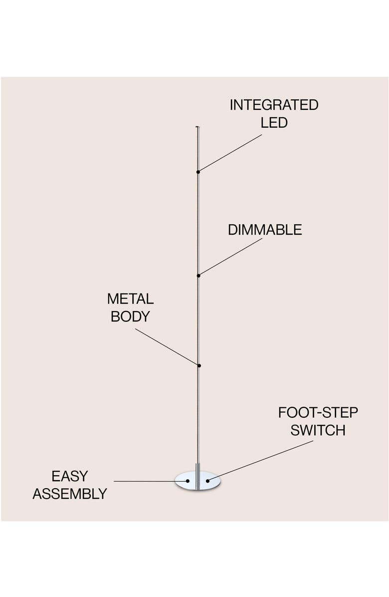 JONATHAN Y Iris 59.5" LED Integrated Floor Lamp, Alternate, color, Chrome