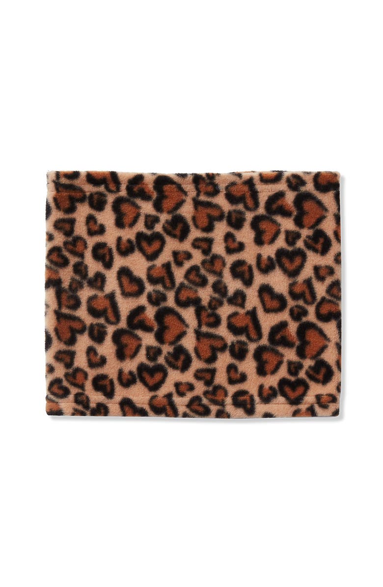 Lands' End Kids Cozy Fleece Hat-Scarf-Gloves Set, Alternate, color, Tan Cheetah Hearts