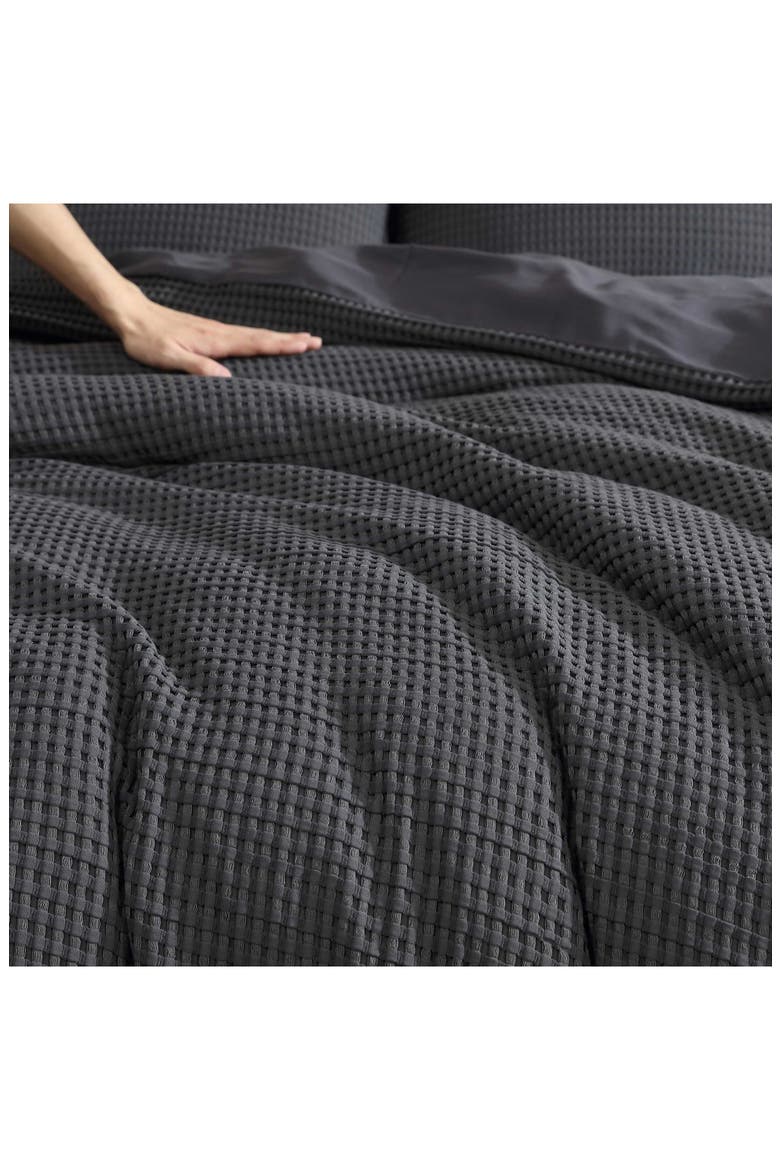 Solid Waffle Duvet & Sham Set, Alternate, color, MEDIUM / DARK GREY