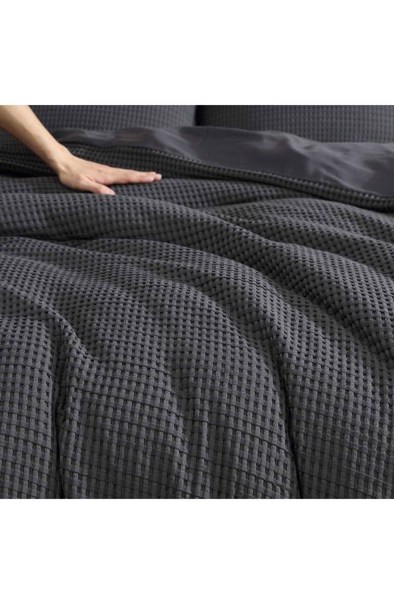 Kenneth Cole New York Solid Waffle Duvet & Sham Set, Alternate, color, Medium / Dark Grey