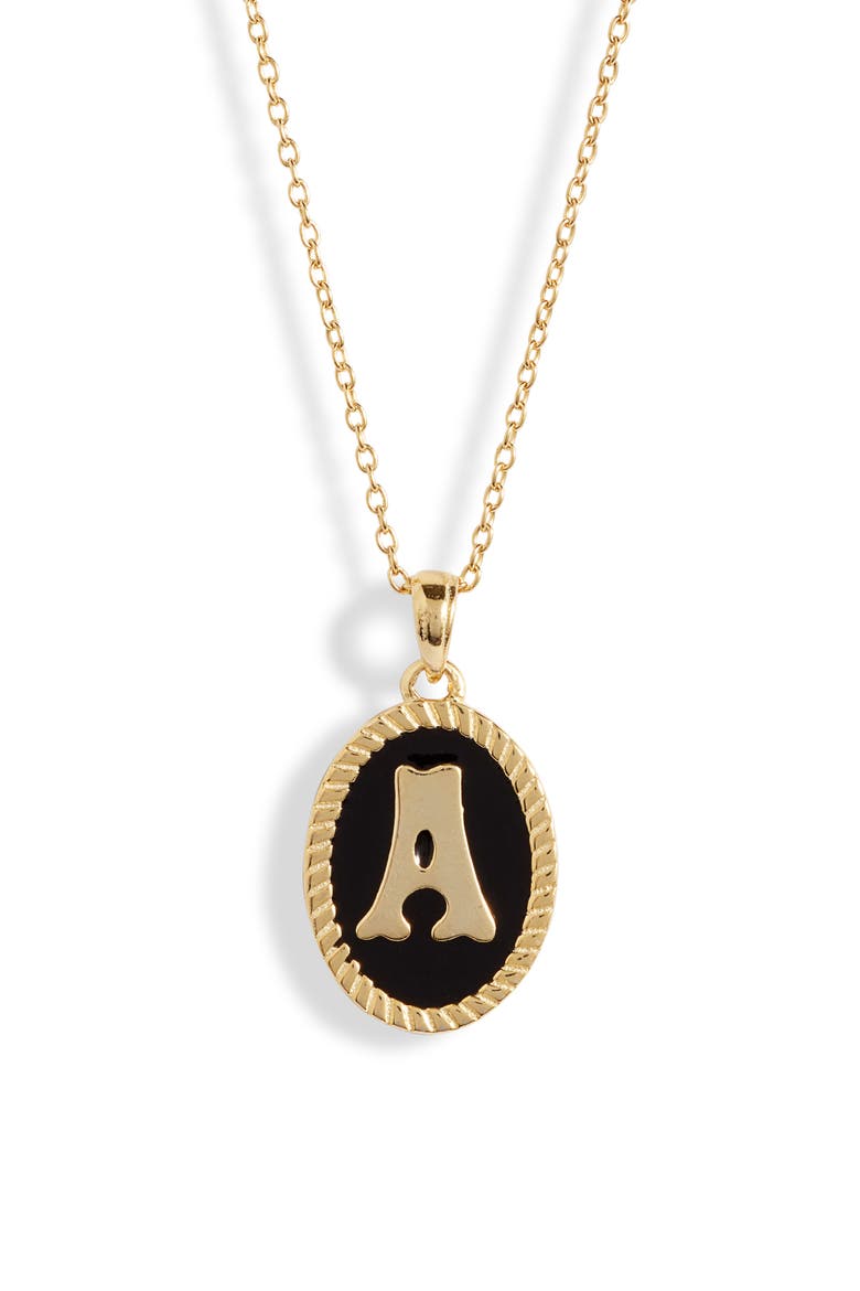 Argento Vivo Initial Black Pendant Necklace, Main, color, A