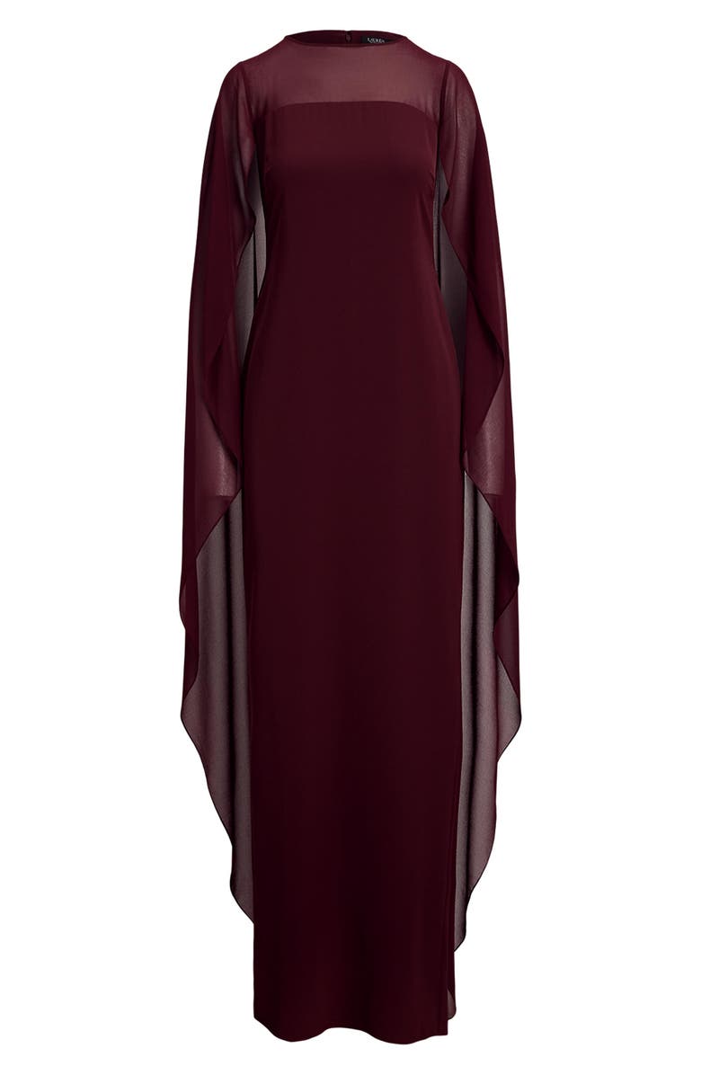 Lauren Ralph Lauren Sheer Cape Georgette Column Gown, Main, color, 