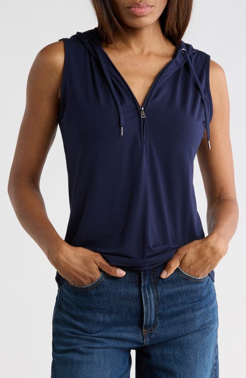Half Zip Sleeveless Hoodie