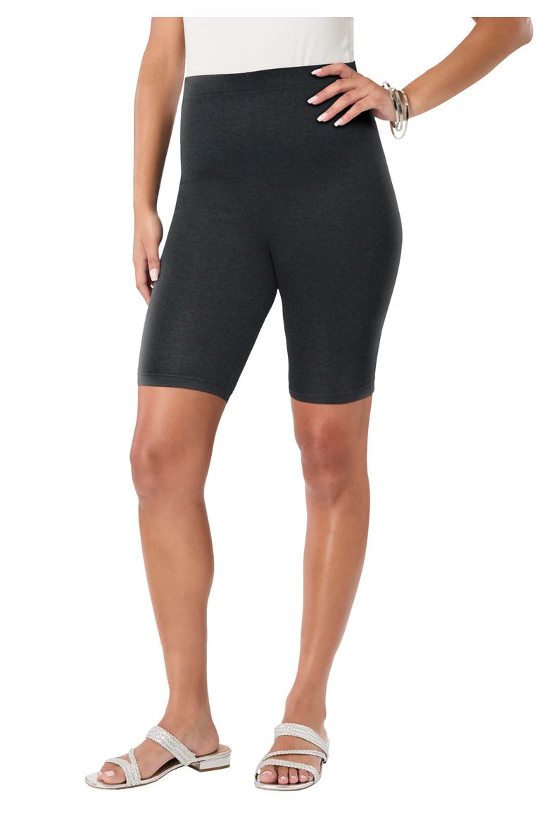 Plus Size Everyday Essential Stretch Bike Shorts, Main, color, HEATHER CHARCOAL