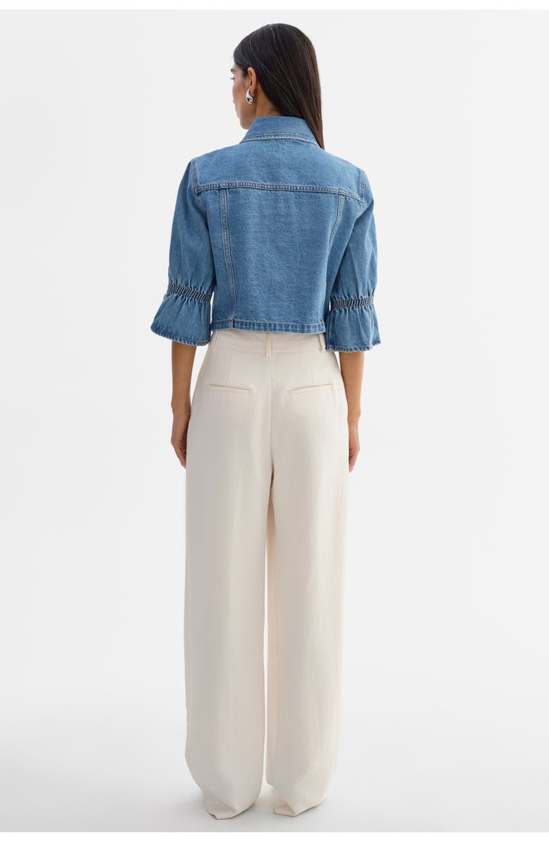 LAMARQUE Carolina D | Denim Ruffle Sleeve Jacket, Alternate, color, Mibw