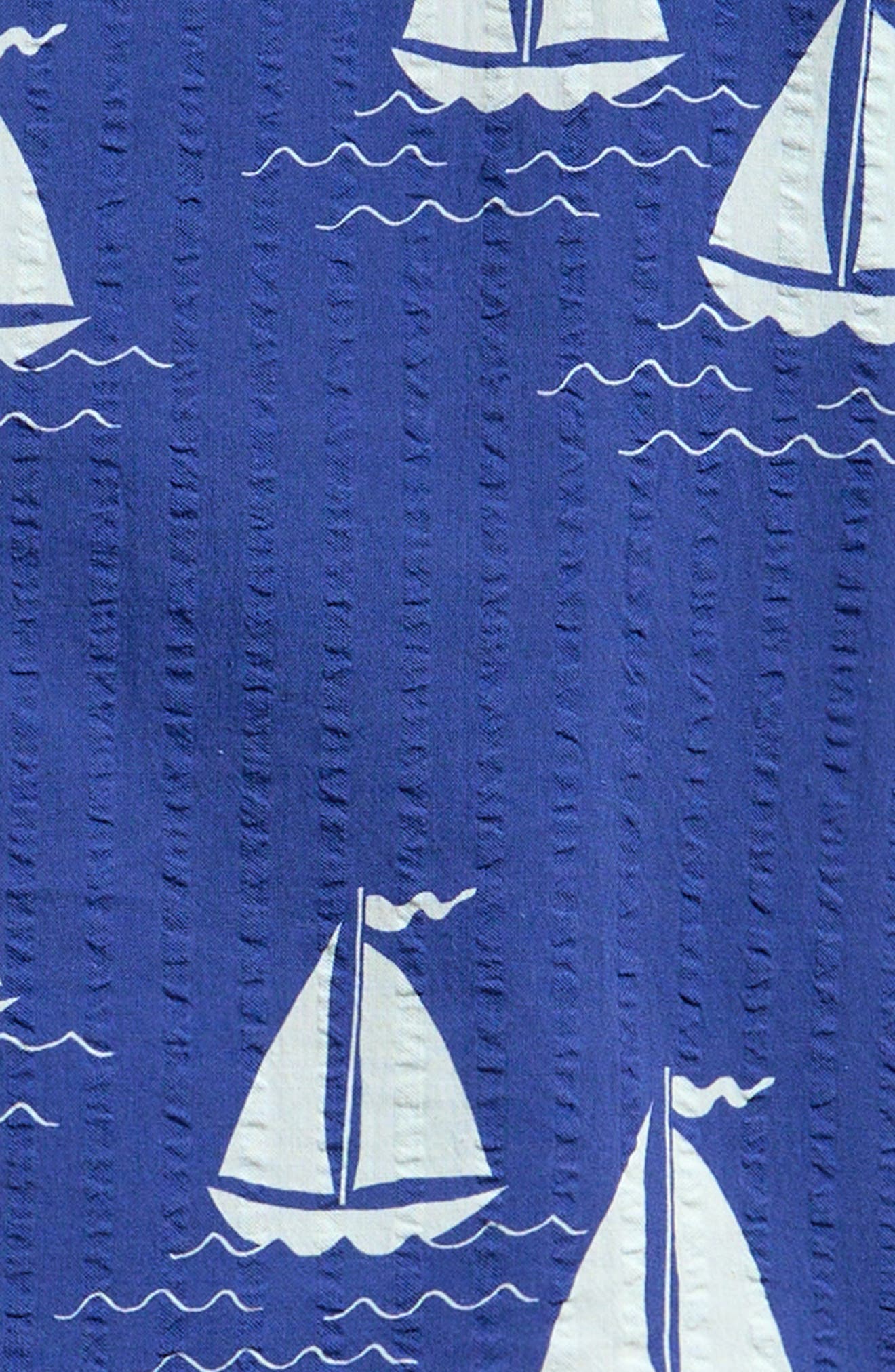 Kids' Sailboat Print Short Sleeve Organic Cotton Button-Up Shirt