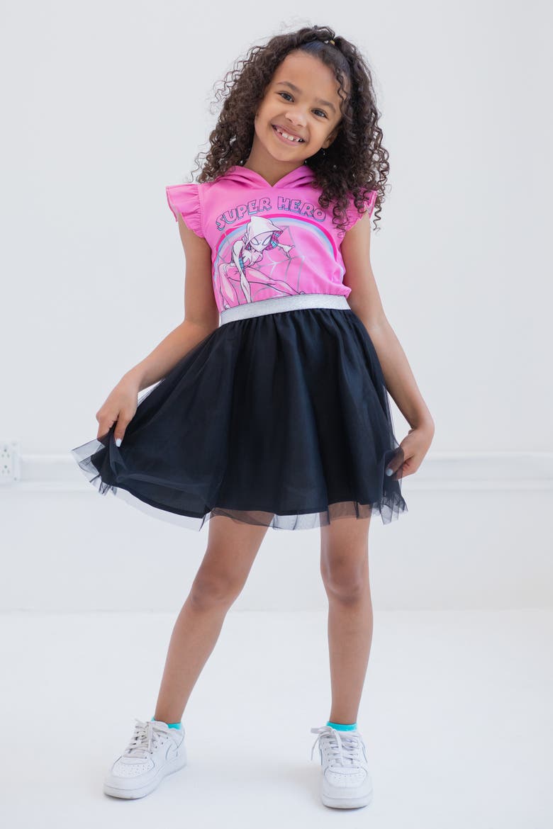 Spider-Verse Hooded Tutu Dress, Alternate, color, Ghost Spider Pink