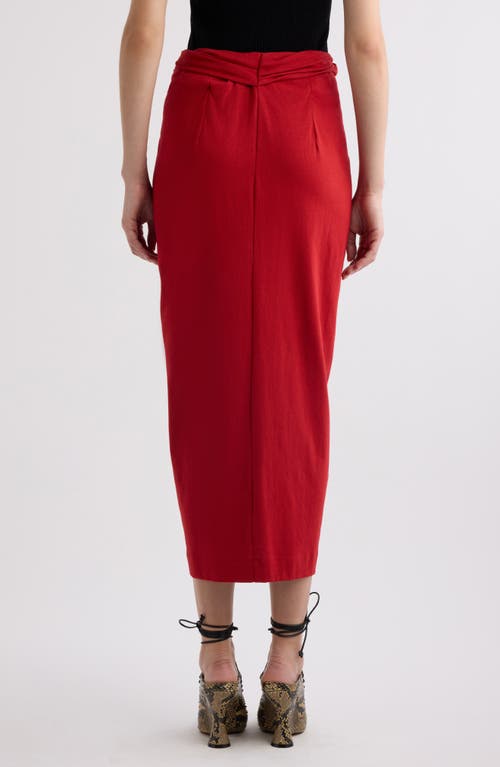 Dries Van Noten Knot Front Cotton Jersey Midi Skirt In Red