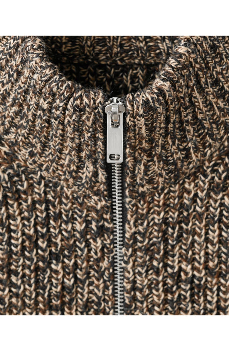 MANGO Mélange Zip-Up Cardigan, Alternate, color, Chocolate