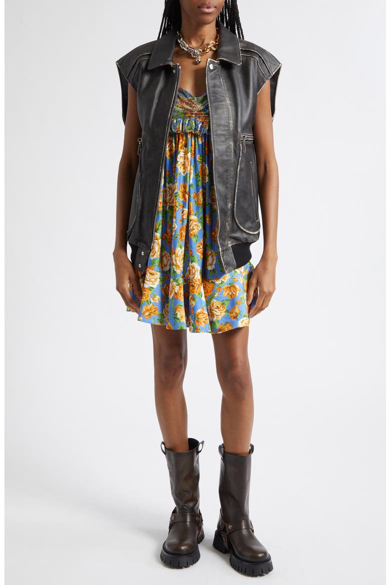 Weathered Leather Vest, Alternate, color, BLACK