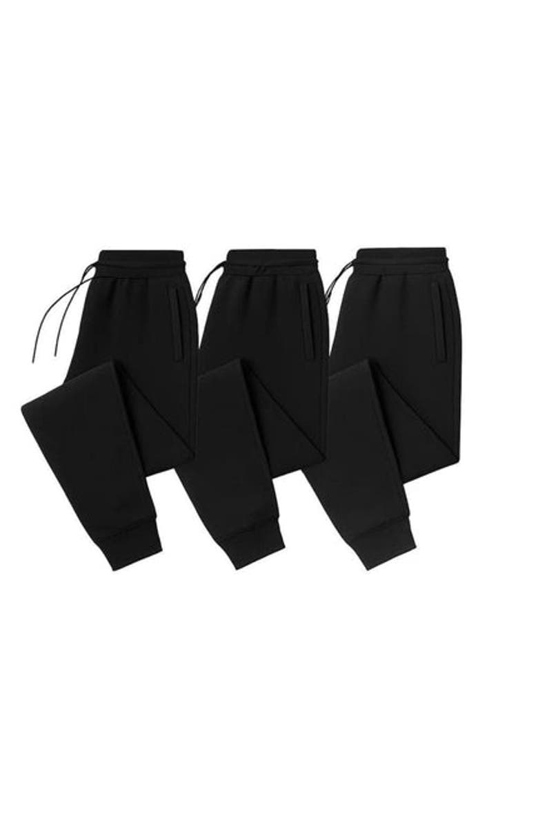 BenBen 3 Pack Mens Ultra Soft Fleece Joggers Sweatpants, Alternate, color, Black/Black/Black
