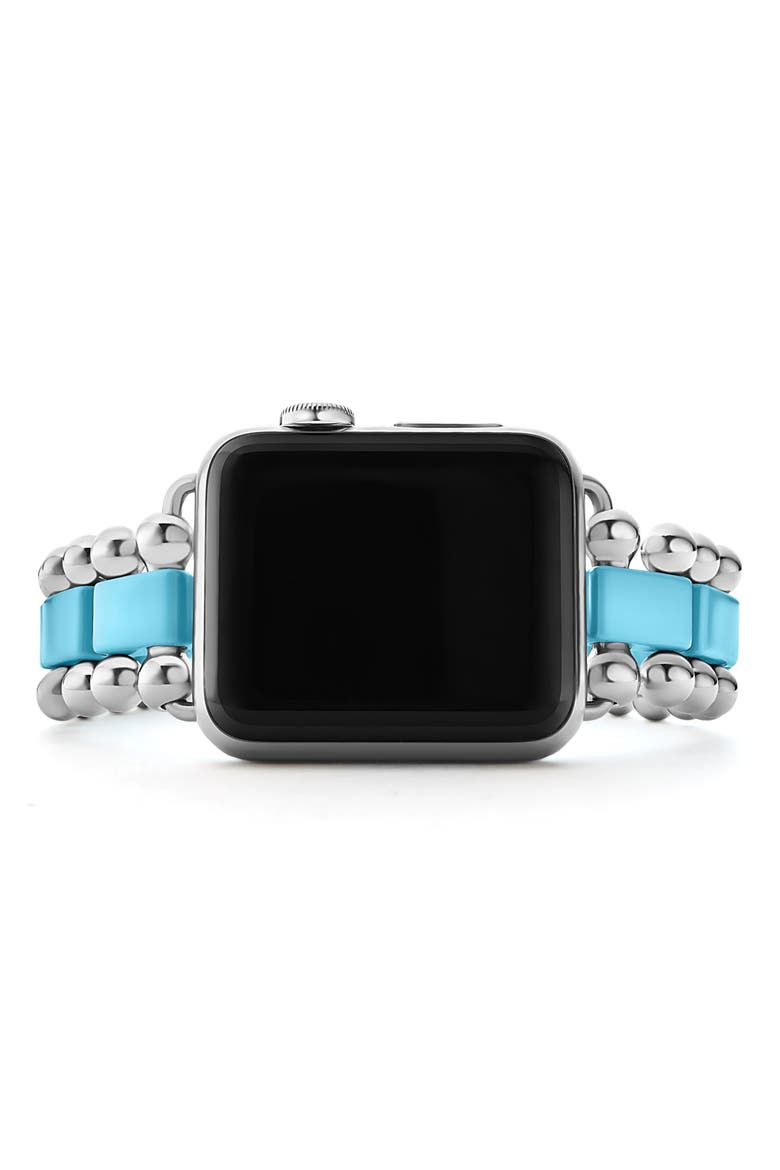 Smart Blue Caviar Ceramic & Stainless Steel 20mm Apple Watch® Watchband, Alternate, color, BLUE CERAMIC