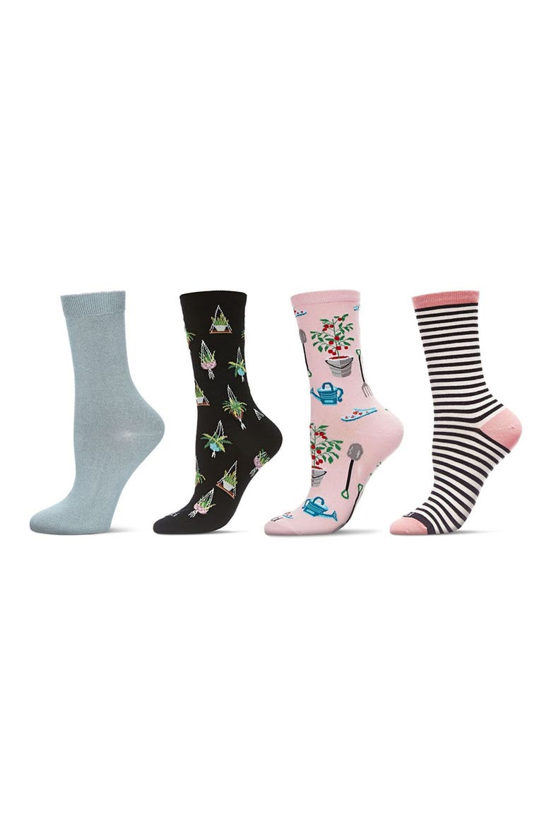 Novelty Assorted 4-Pack Crew Socks, Main, color, BLACK