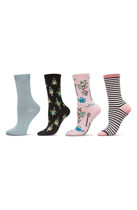 Novelty Assorted 4-Pack Crew Socks