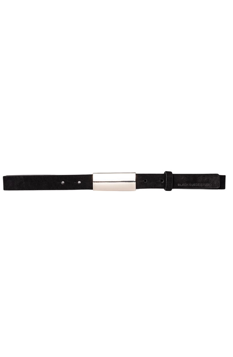 BLACK SUEDE STUDIO City Belt, Main, color, Black Suede / Gold