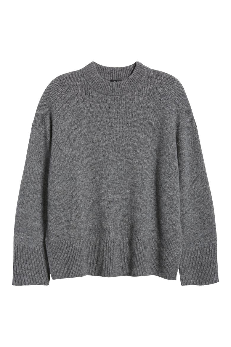 Miranda Crewneck Cashmere & Silk Sweater, Alternate, color, THUNDER