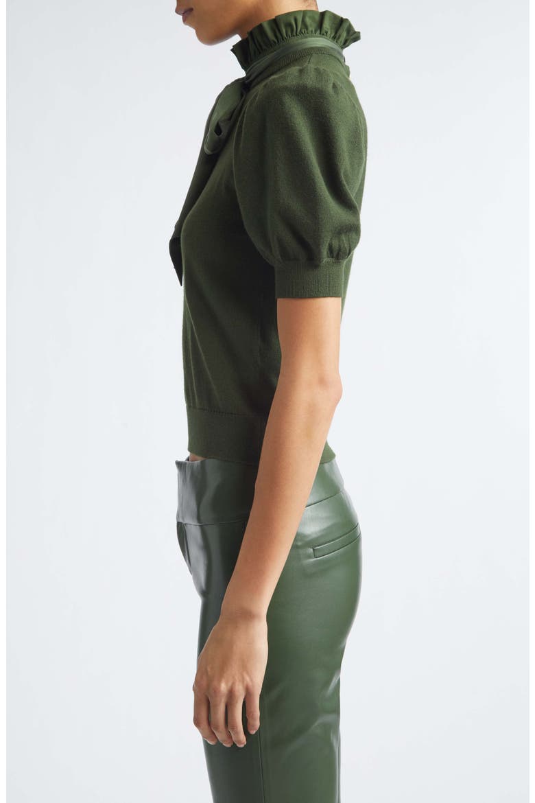 Chase Puff Sleeve Stretch Wool Sweater, Alternate, color, DARK FERN