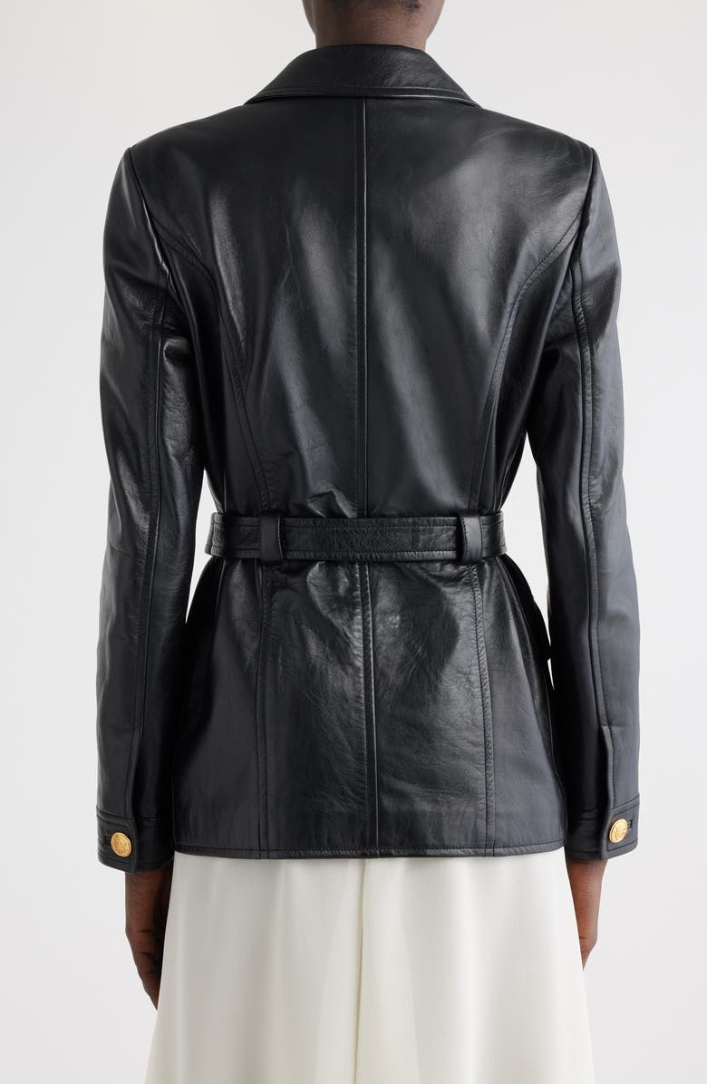 Chloé Belted Leather Jacket, Alternate, color, 