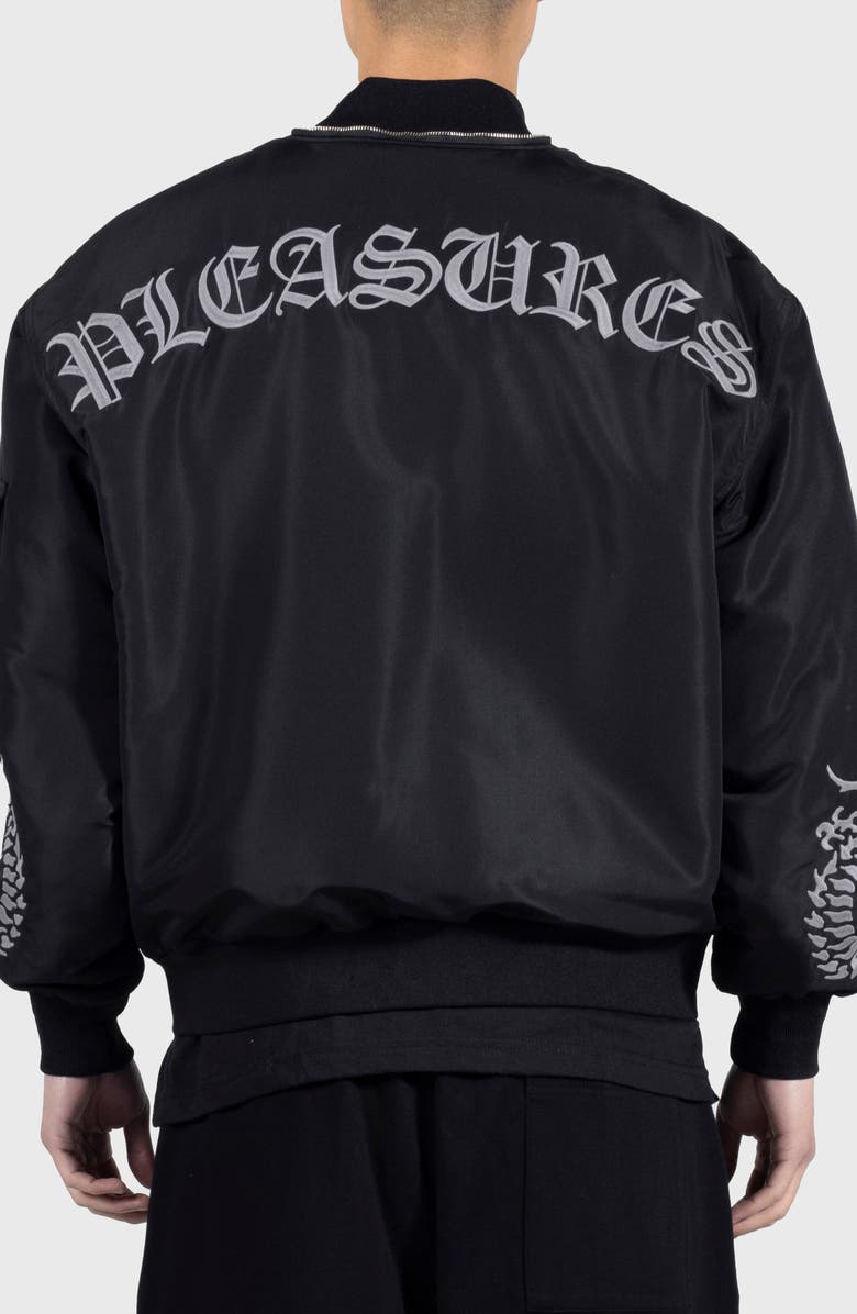 PLEASURES Dragon Water Resistant Satin Bomber Jacket, Alternate, color,