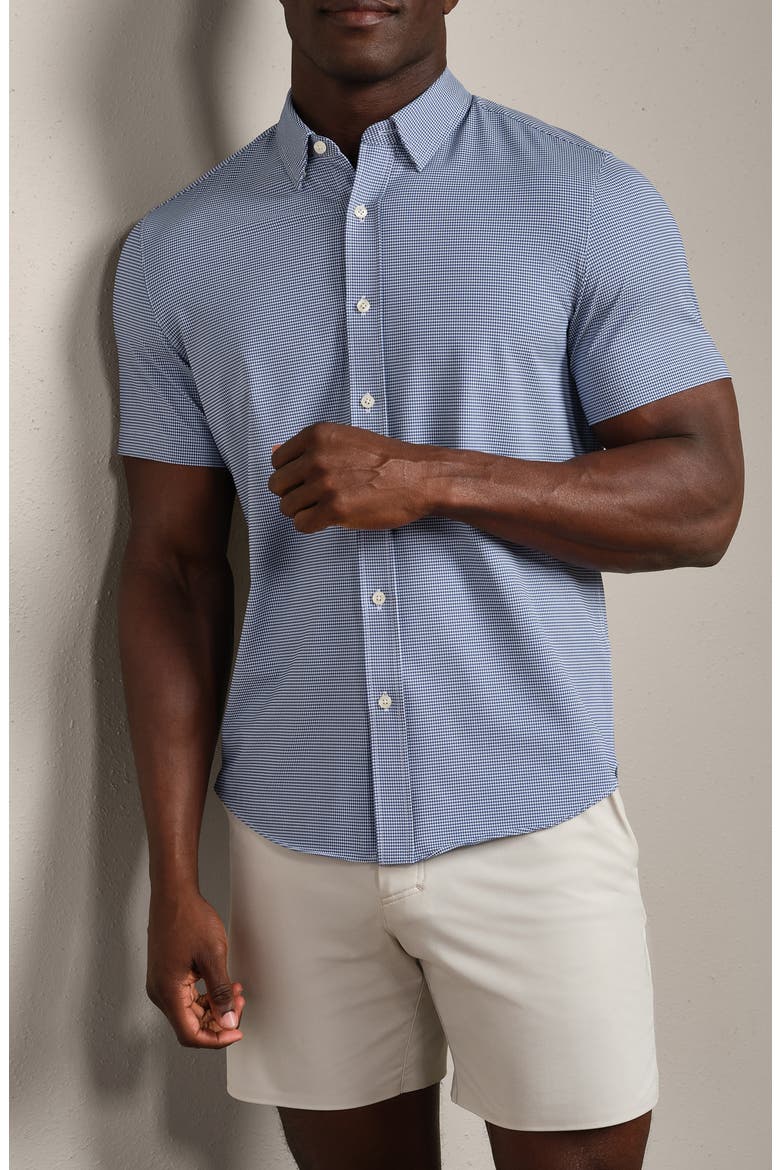 Commuter Micro Check Button-Up Shirt, Alternate, color, INDIGO BLUE MICRO GINGHAM