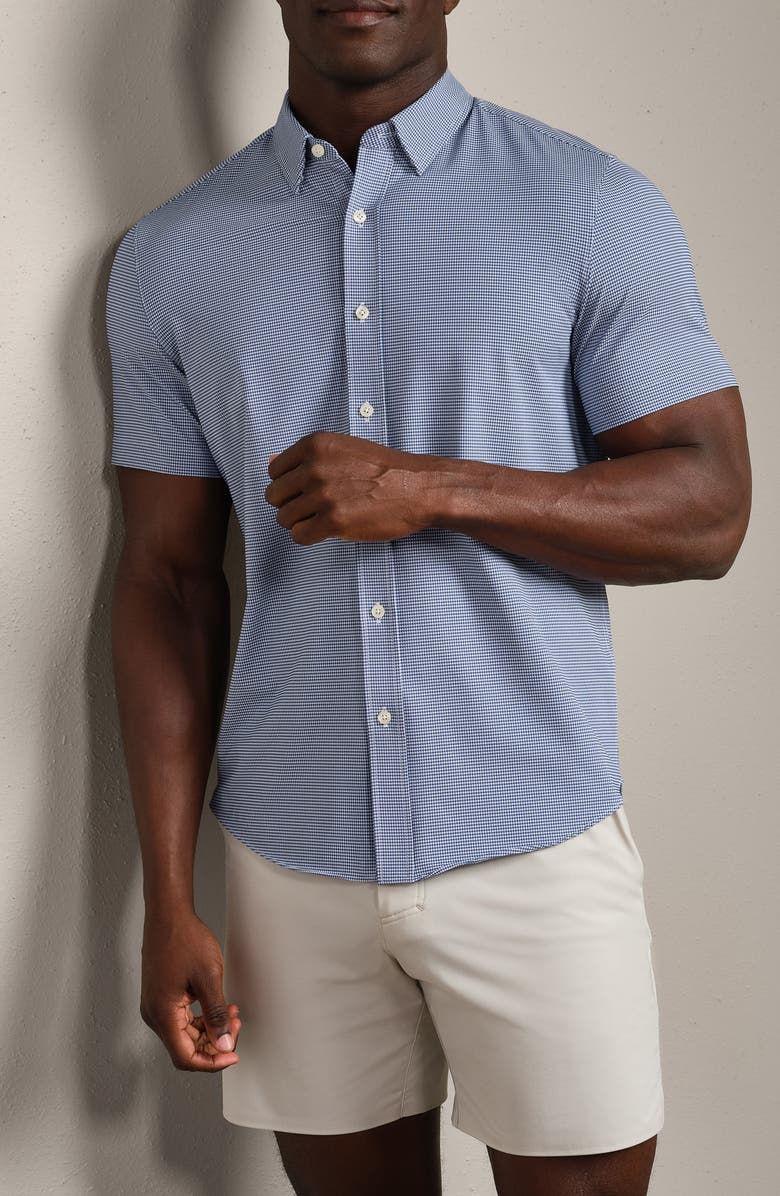Rhone Commuter Micro Check Button-Up Shirt, Alternate, color, Indigo Blue Micro Gingham