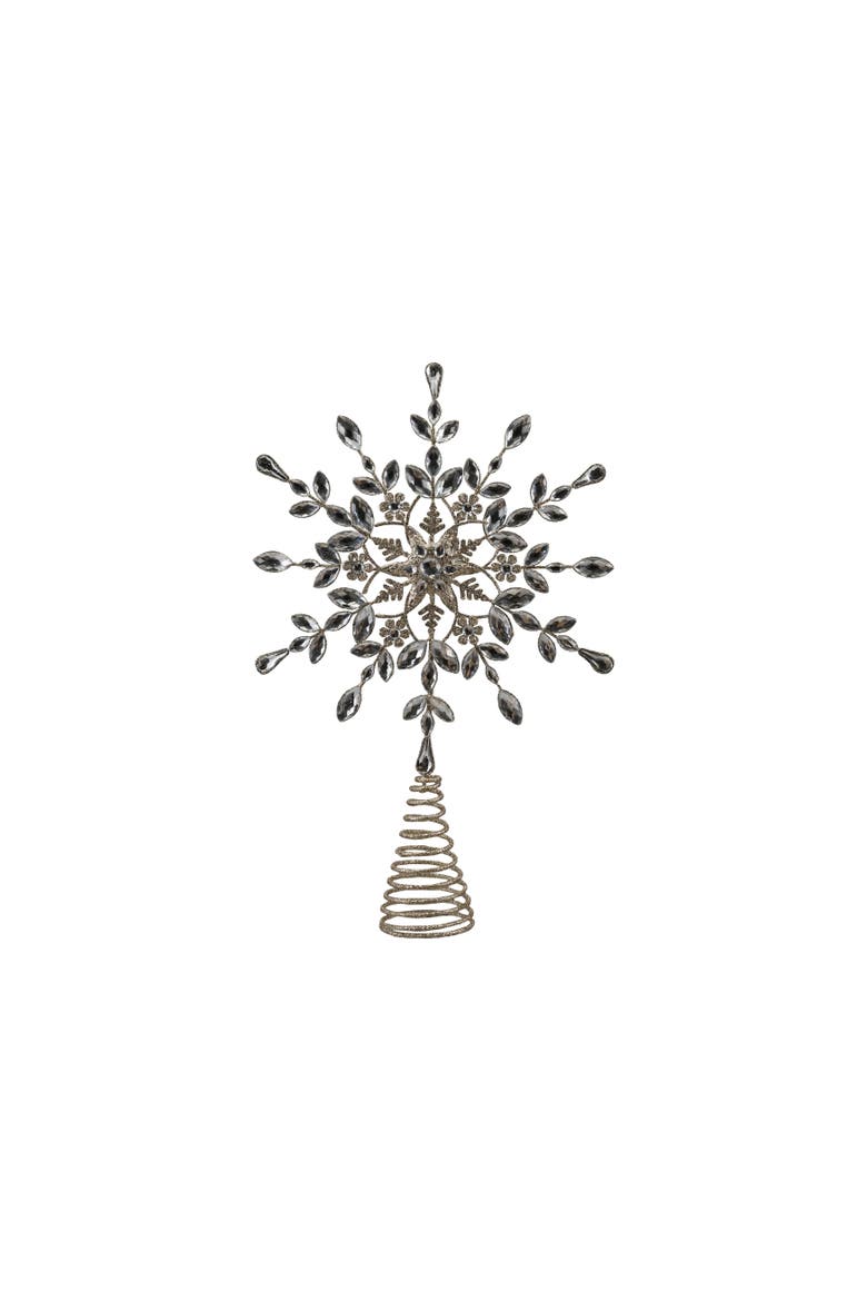 Iron Snowflake Tree Topper with Acrylic Jewels, Main, color, Champagne Finish
