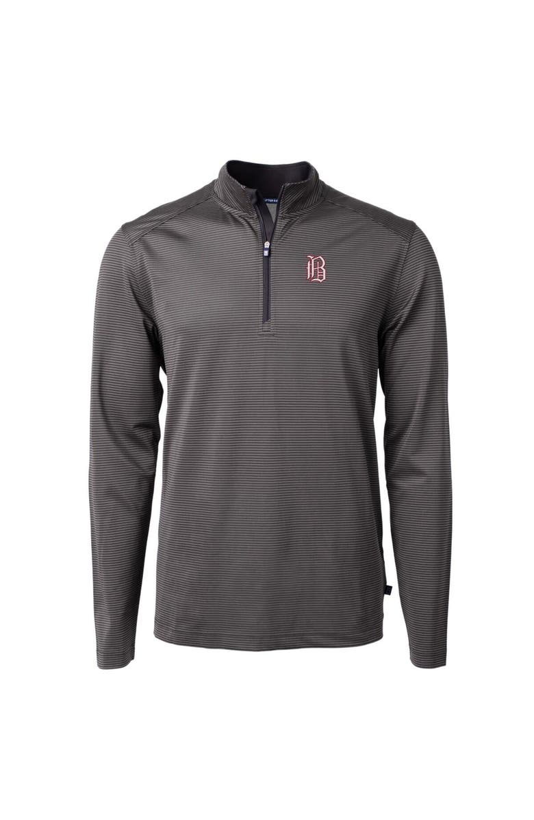 Cutter & Buck Men's Cutter & Buck Black Birmingham Barons Big & Tall Virtue Eco Pique Micro Stripe Recycled Quarter-Zip Pullover, Alternate, color,