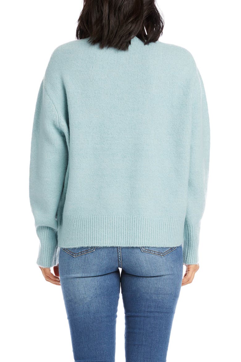 High-Low Crewneck Sweater, Alternate, color, AQUA