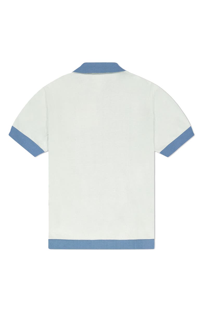 WeSC Short Sleeve Cotton Button-Down Sweater, Alternate, color, Elemental Blue