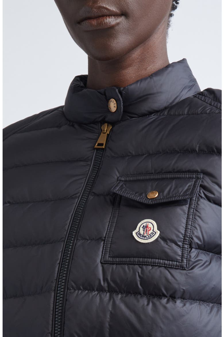 Purl Stitch Wool & Cashmere & Quilted Down Puffer Cardigan, Alternate, color, BLACK