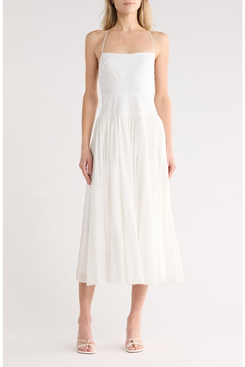 Perlette Strappy Drop Waist Midi Dress, Main, color, IVORY
