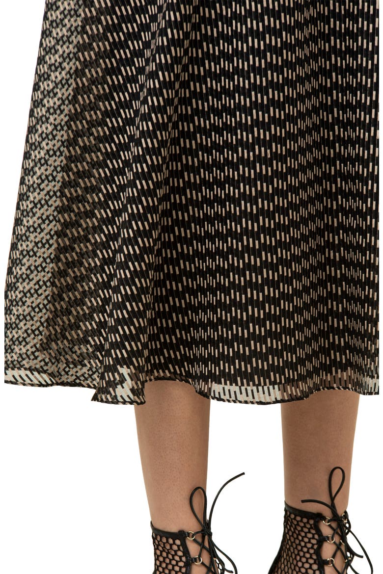 Belted Silk Blend Organza Midi Dress, Alternate, color, BLACK-CARDBOARD
