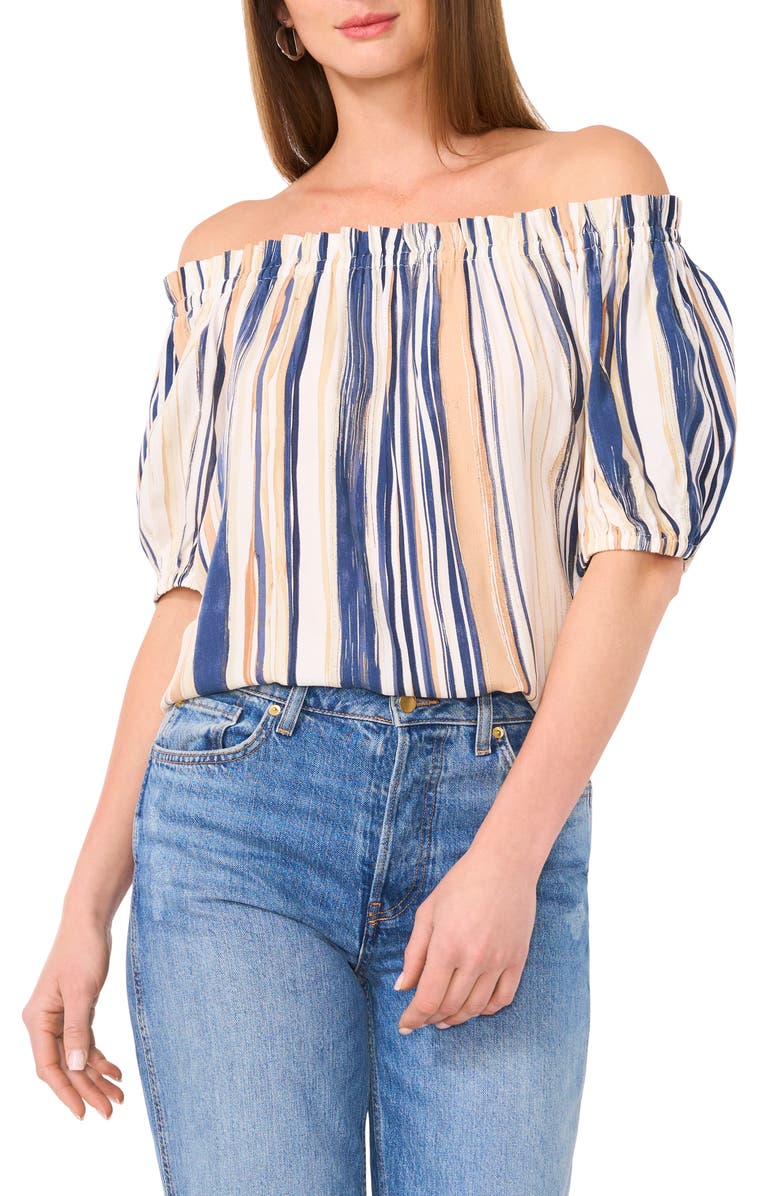 Vince Camuto Off the Shoulder Balloon Sleeve Top, Main, color, 