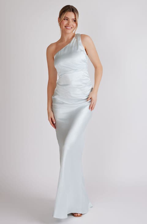 One Shoulder Satin Bridesmaid Dress