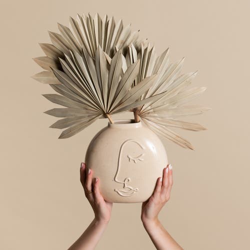 Totalee Gift Neutral Face Flat Vase Ceramic White In Neutral