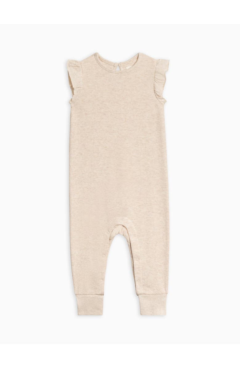 Colored Organics Maci Organic Waffle Flutter Tank Romper, Main, color, Heather Oat