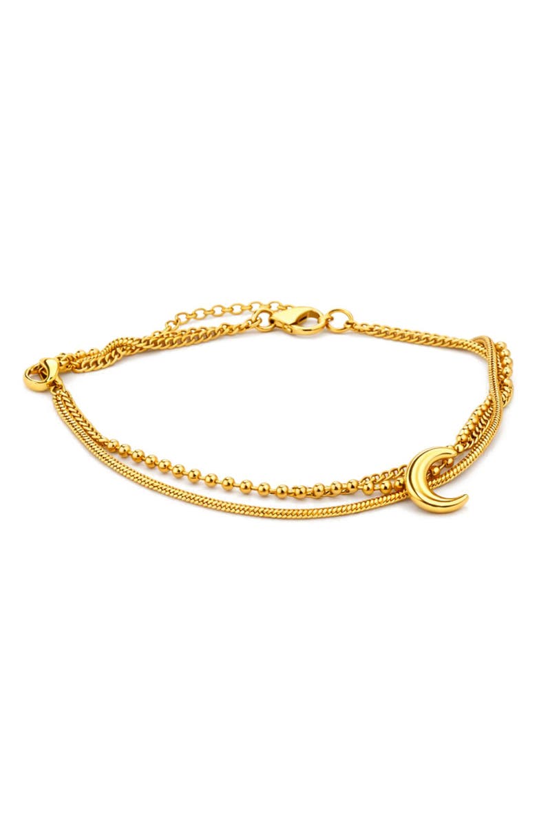 REBL Layered Crescent Moon Bracelet, Main, color, Gold