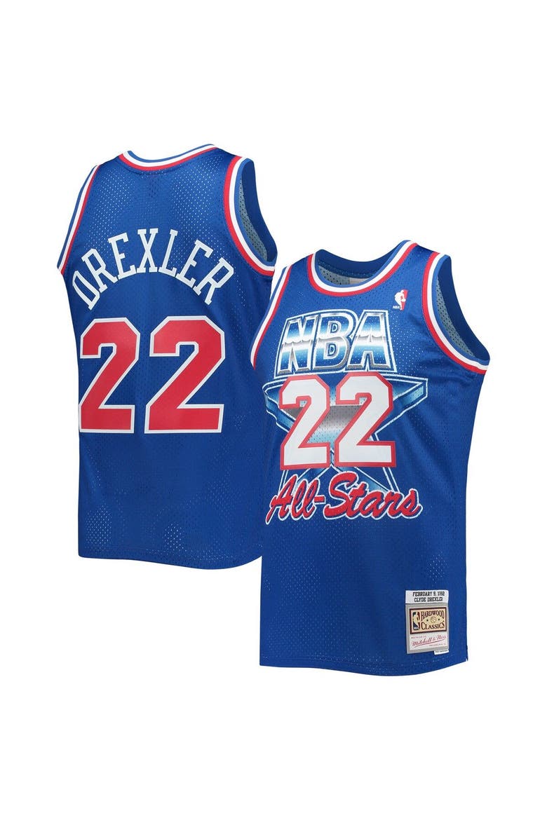 Men's Mitchell & Ness Clyde Drexler Royal Western Conference Hardwood Classics 1992 NBA All-Star Game Swingman Jersey, Main, color, Royal