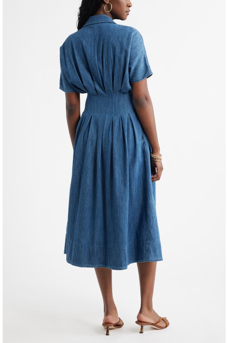 Short Dolman Sleeve Denim Shirt Dress, Alternate, color, DARK WASH